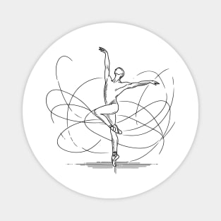 Black one line art Ballet Male dancer Magnet